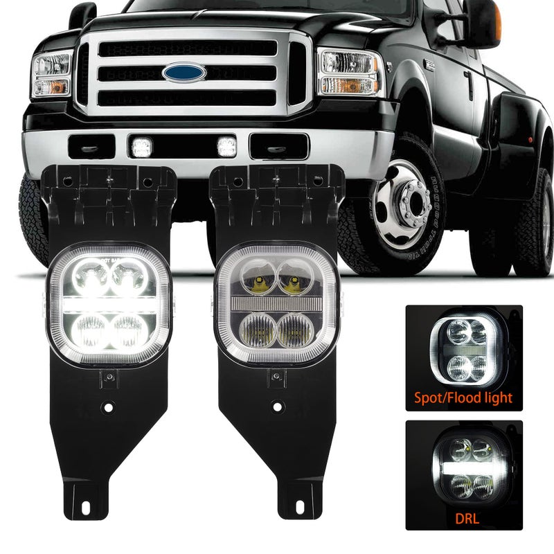 DRFG LED Fog Light with Daytime Running Lights - Fog Light Assembly for Ford F250 F350 F450 F550 Super Duty 2005 2006 2007 Driving Fog Lamps Plug & Play 2pcs - Image 1